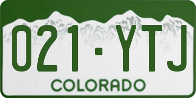 CO license plate 021YTJ