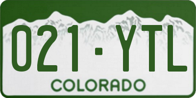 CO license plate 021YTL