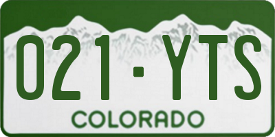 CO license plate 021YTS