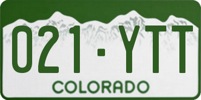 CO license plate 021YTT