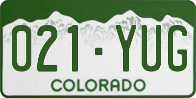 CO license plate 021YUG