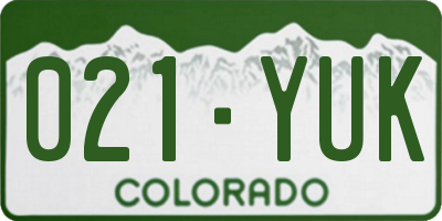 CO license plate 021YUK