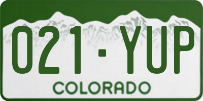 CO license plate 021YUP