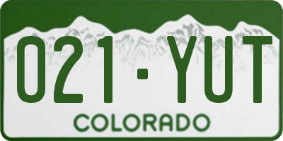 CO license plate 021YUT