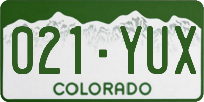 CO license plate 021YUX