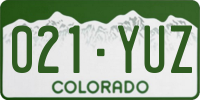 CO license plate 021YUZ