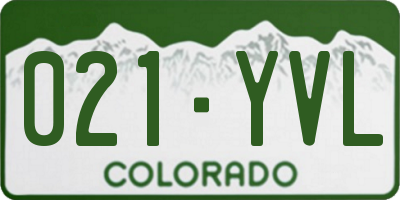 CO license plate 021YVL