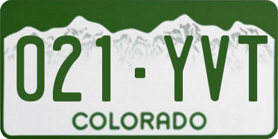 CO license plate 021YVT