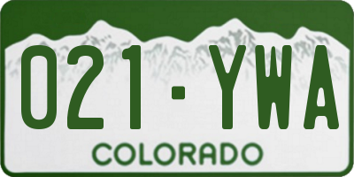 CO license plate 021YWA