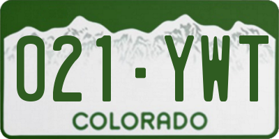 CO license plate 021YWT