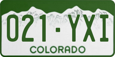 CO license plate 021YXI