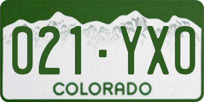 CO license plate 021YXO