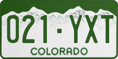 CO license plate 021YXT
