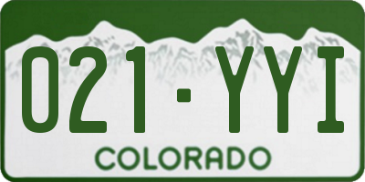 CO license plate 021YYI