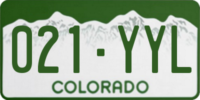 CO license plate 021YYL