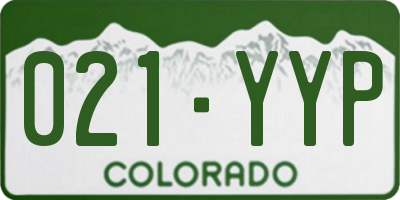 CO license plate 021YYP