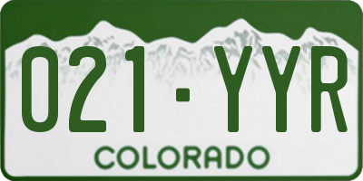 CO license plate 021YYR