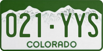 CO license plate 021YYS