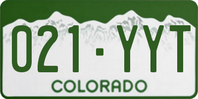 CO license plate 021YYT