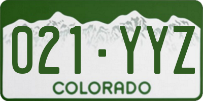 CO license plate 021YYZ