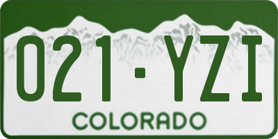 CO license plate 021YZI