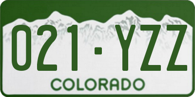 CO license plate 021YZZ