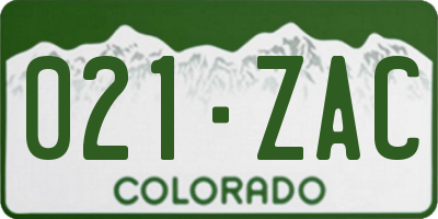 CO license plate 021ZAC