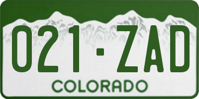 CO license plate 021ZAD