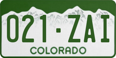CO license plate 021ZAI