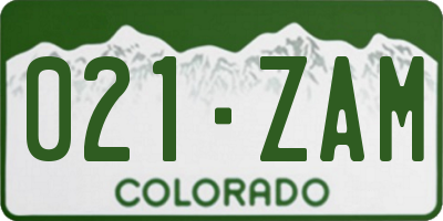 CO license plate 021ZAM