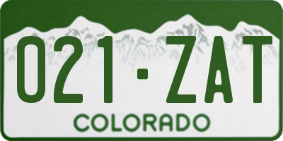 CO license plate 021ZAT