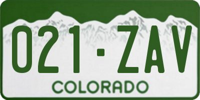 CO license plate 021ZAV