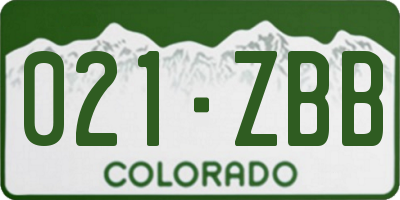 CO license plate 021ZBB