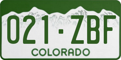CO license plate 021ZBF