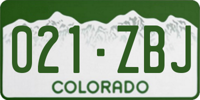 CO license plate 021ZBJ