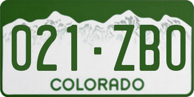 CO license plate 021ZBO