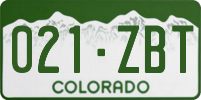 CO license plate 021ZBT