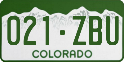 CO license plate 021ZBU