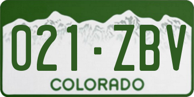 CO license plate 021ZBV