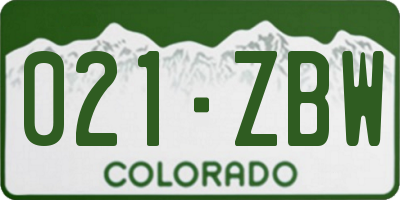 CO license plate 021ZBW