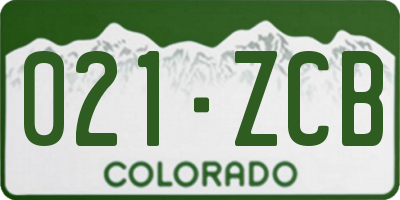 CO license plate 021ZCB