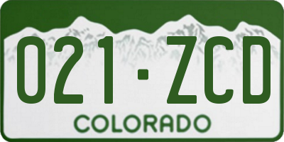 CO license plate 021ZCD