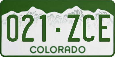 CO license plate 021ZCE