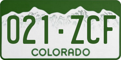 CO license plate 021ZCF
