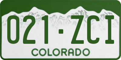 CO license plate 021ZCI
