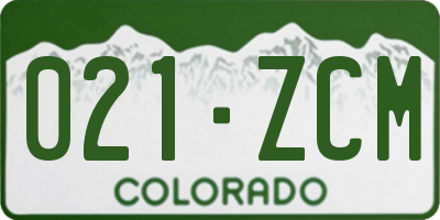 CO license plate 021ZCM
