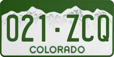 CO license plate 021ZCQ