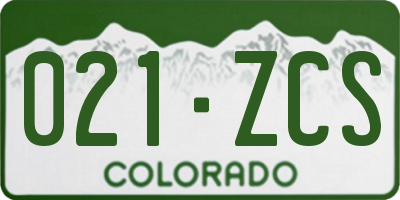CO license plate 021ZCS