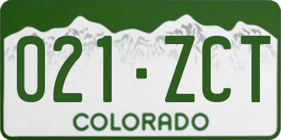 CO license plate 021ZCT
