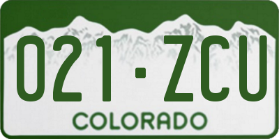 CO license plate 021ZCU